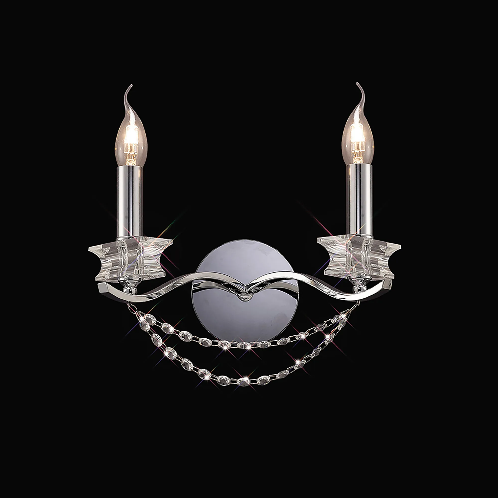 IL30712  Nydia Crystal Wall Lamp 2 Light Polished Chrome